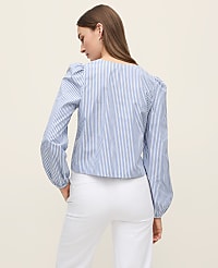 Striped Tie Front Blouse carousel Product Image 2