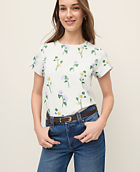 Floral Mixed Media Crew Neck Tee carousel Product Image 1