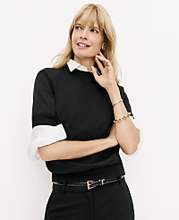 Mock Neck Sweater Tee carousel Product Image 3