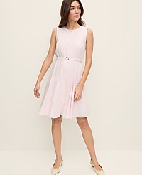 Belted Crew Neck Flare Dress carousel Product Image 3