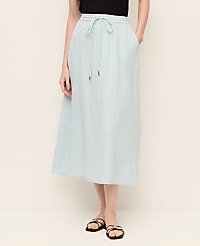 Petite Cotton Gauze Drawstring Midi Skirt carousel Product Image 2
