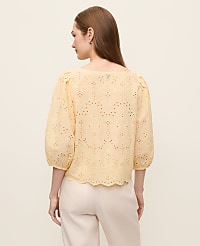 Eyelet Boatneck Blouse carousel Product Image 2