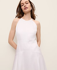Halter Flare Midi Dress in Linen Blend carousel Product Image 3