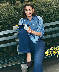 Petite Weekend Chambray Relaxed Perfect Shirt carousel Product Image 3