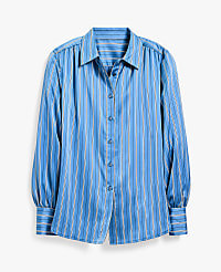 Petite Striped Satin Collared Shirt carousel Product Image 3