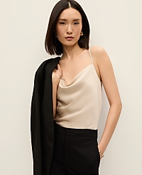 Satin Cowl Neck Tank Top carousel Product Image 1