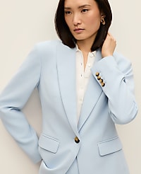 The Fitted Long Blazer in Fluid Crepe carousel Product Image 1