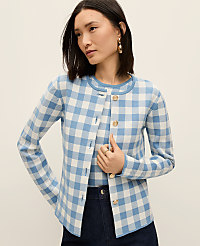 Gingham Jacquard Sweater Jacket carousel Product Image 1