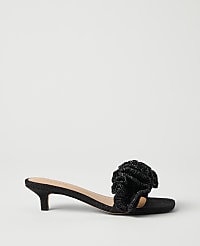 Gathered Straw Kitten Heel Sandal carousel Product Image 1
