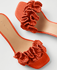 Gathered Straw Kitten Heel Sandal carousel Product Image 1