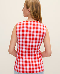 The Petite Gingham Long Crew Neck Vest carousel Product Image 2