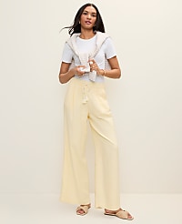 Petite Weekend Easy Fit Wide-Leg Pant in Linen Blend carousel Product Image 1