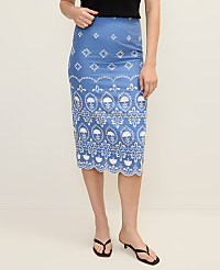 Embroidered Midi Pencil Skirt carousel Product Image 2