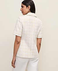 The Short Sleeve Cutaway Jacket in Metallic Tweed carousel Product Image 2