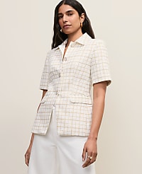 The Short Sleeve Cutaway Jacket in Metallic Tweed carousel Product Image 3
