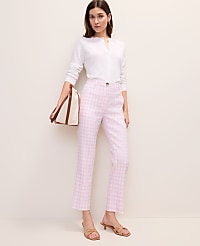 The Tall Slim Crop Pant in Gingham Linen Blend carousel Product Image 1