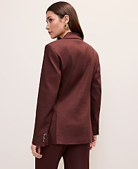 The Fitted Long Double Breasted Blazer in Linen Blend carousel Product Image 2