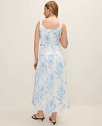 Petite Floral Belted Flare Midi Dress carousel Product Image 2