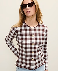 Gingham Jacquard Sweater Jacket carousel Product Image 3