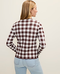 Gingham Jacquard Sweater Jacket carousel Product Image 2