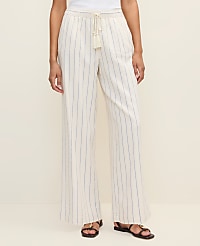 Weekend Striped Easy Fit Wide-Leg Pant in Linen Blend carousel Product Image 2