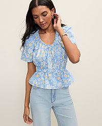 Weekend Floral Gathered Peplum Blouse carousel Product Image 1