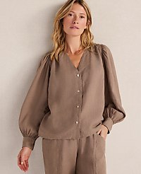 Haven Well Within Linen V-Neck Blouse carousel Product Image 1