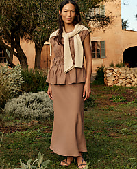 Haven Well Within Linen Bias Cut Midi Skirt carousel Product Image 3