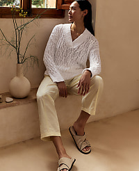 Haven Well Within Slubby Cotton Linen V-Neck Sweater carousel Product Image 4