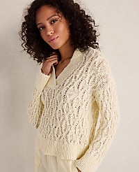 Haven Well Within Slubby Cotton Linen V-Neck Sweater carousel Product Image 1