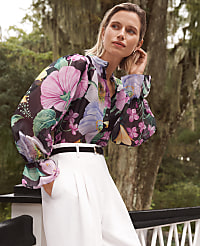 Floral Ruffle Trim Blouse carousel Product Image 4