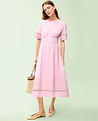 Pintuck Linen Blend Midi Dress carousel Product Image 4