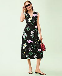 Petite Floral Linen Blend Midi Dress carousel Product Image 4