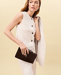 The Crop Crew Neck Vest in Pinstripe carousel Product Image 4