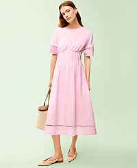 Petite Pintuck Linen Blend Midi Dress carousel Product Image 4