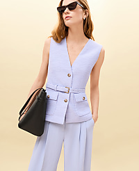 Petite Belted Tweed Vest carousel Product Image 4