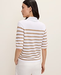 Petite Striped Polo Sweater carousel Product Image 2