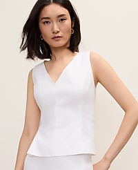 Petite V-Neck Peplum Top in Linen Blend carousel Product Image 3