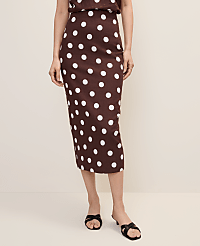 Petite Polka Dot Midi Pencil Skirt in Linen Blend carousel Product Image 2