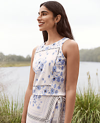 Petite Floral Cropped Halter Shell carousel Product Image 3
