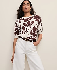 Petite Floral Jacquard Sweater Tee carousel Product Image 1