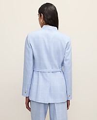 The Petite Collarless Belted Blazer in Windowpane carousel Product Image 3