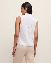 Petite Ruffle Collar Lace Sleeveless Shirt carousel Product Image 2
