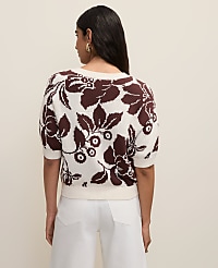 Petite Floral Jacquard Sweater Tee carousel Product Image 2
