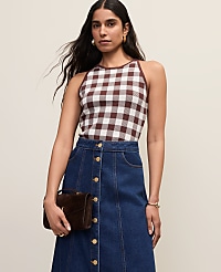 Gingham Halter Shell carousel Product Image 1