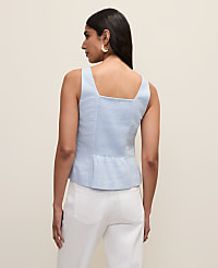 Linen Blend Peplum Tank Top carousel Product Image 2