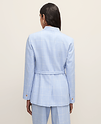The Collarless Belted Blazer in Windowpane carousel Product Image 2