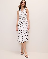 Petite Polka Dot Linen Blend Sheath Dress carousel Product Image 3