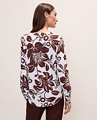 Petite Floral Mixed Media Pleat Front Top carousel Product Image 2