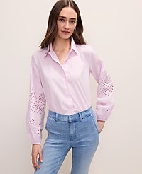 Eyelet Button Down Shirt carousel Product Image 1